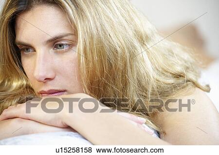 Portrait of a woman, thinking View Large Photo Image Stock Photo - Portrait of a woman, thinking. Fotosearch