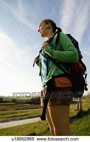 Portrait of female hiker View Large Photo Image Stock Photo - Portrait of female hiker. Fotosearch