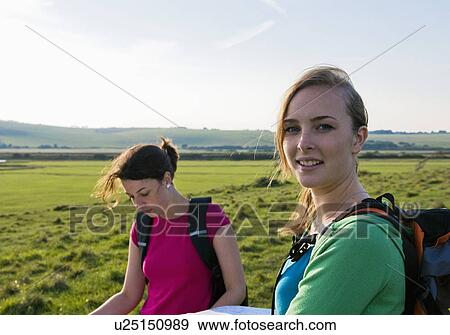 Stock Photo - Portrait of female hiker. Fotosearch