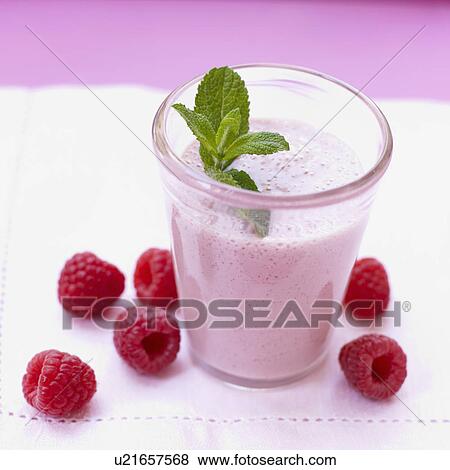 Raspberry shake with mint leaf View Large Photo Image Stock Photo - Raspberry shake with mint leaf. Fotosearch