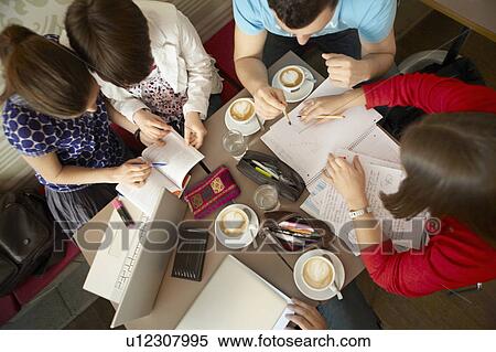 Students studying in a cafe View Large Photo Image Stock Photography - Students studying in a cafe. Fotosearch