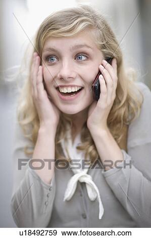 Stock Photo - Woman on the phone. Fotosearch