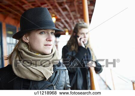 Stock Photo - Women on a ferry boat. Fotosearch
