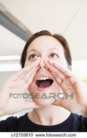 Stock Image - Women shouts. Fotosearch