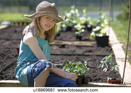 Young girl planting vegetables View Large Photo Image Stock Image - Young girl planting vegetables. Fotosearch