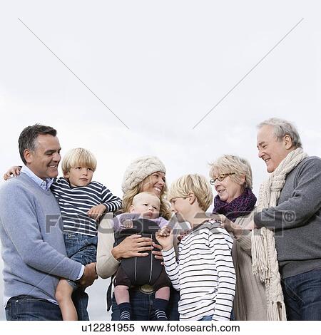 Stock Photography - 3 generations outdoors. Fotosearch