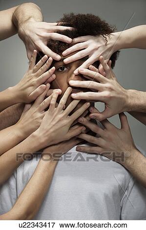 Black male hidden by hands View Large Photo Image Stock Photo - Black male hidden by hands. Fotosearch