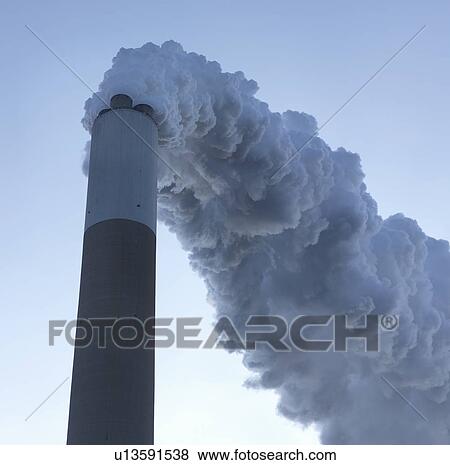 Stock Photo - Chimney At Coal Fired Power Station. Fotosearch