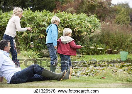 Family relaxing by pond View Large Photo Image Stock Photo - Family relaxing by pond. Fotosearch