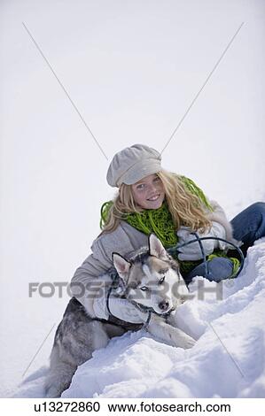 Girl and siberian husky View Large Photo Image Stock Image - Girl and siberian husky. Fotosearch