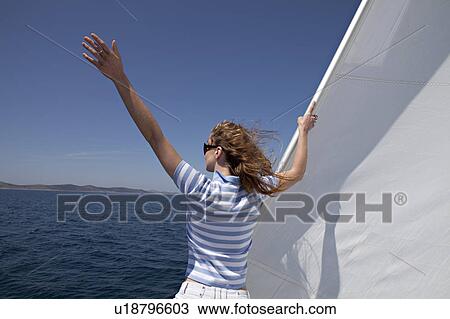 Girl on yacht View Large Photo Image Stock Image - Girl on yacht. Fotosearch