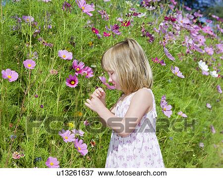 Stock Photo - girl with flowers. Fotosearch