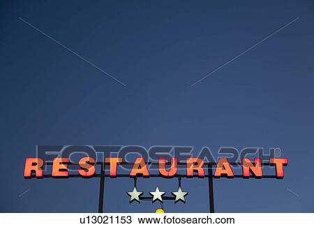 Neon 3 star restaurant sign View Large Photo Image Stock Image - Neon 3 star restaurant sign. Fotosearch
