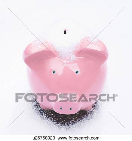 Piggy Bank in Snow View Large Photo Image Stock Image - Piggy Bank in Snow. Fotosearch
