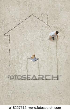 Stock Image - Planning a house. Fotosearch