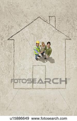 Planning a house View Large Photo Image Stock Photo - Planning a house. Fotosearch