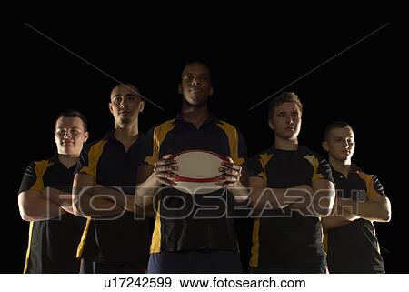 Stock Photo - Row of rugby players. Fotosearch