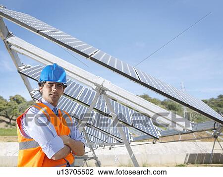 Spanish solar power station and engineer View Large Photo Image Stock Image - Spanish solar power station and engineer. Fotosearch