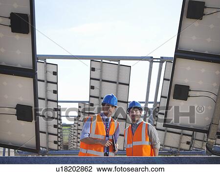 Spanish solar power station with workers View Large Photo Image Stock Image - Spanish solar power station with workers. Fotosearch