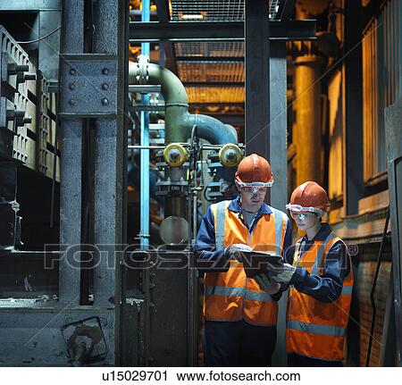 Stock Image - Steel Engineers With Clipboard. Fotosearch