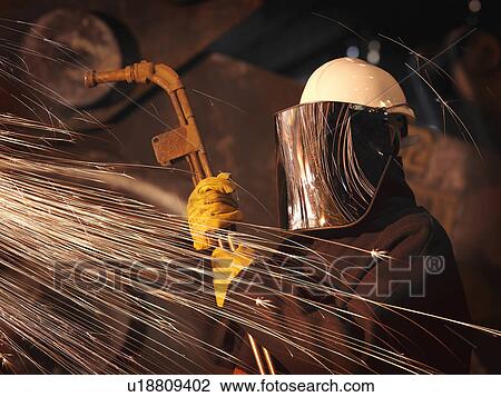 Steel Worker With Sparks View Large Photo Image Stock Image - Steel Worker With Sparks. Fotosearch