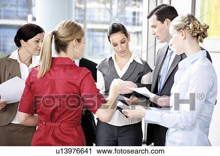 Successful colleagues during a meeting View Large Photo Image Stock Image - Successful colleagues during a meeting. Fotosearch