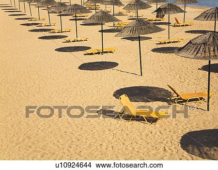 Picture - Sunloungers on Beach. Fotosearch