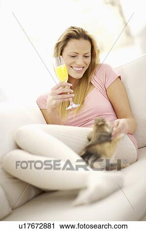 woman playing with a little dog View Large Photo Image Stock Image - woman playing with a little dog. Fotosearch
