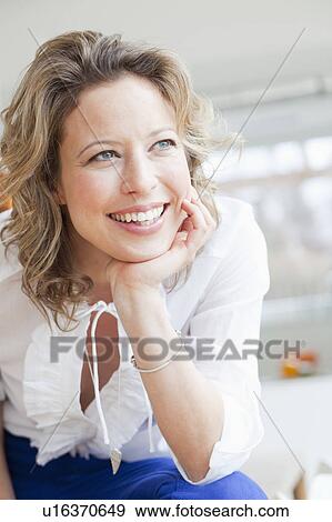 Woman portrait smiling View Large Photo Image Stock Photo - Woman portrait smiling. Fotosearch