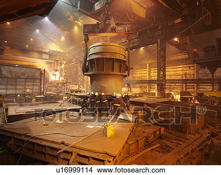 Picture - Workers In Steel Plant With Ladle. Fotosearch