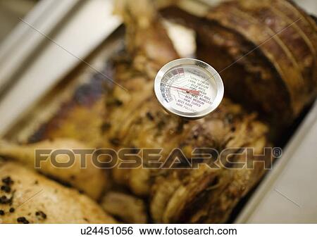 A thermometer testing some meat View Large Photo Image Stock Photograph - A thermometer testing some meat. Fotosearch