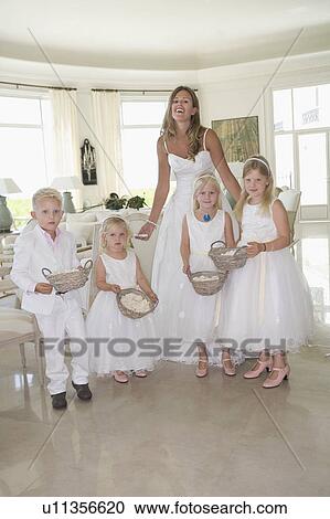 Bride with children portrait View Large Photo Image Stock Image - Bride with children portrait. Fotosearch