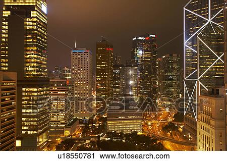 Central hong kong by night View Large Photo Image Stock Image - Central hong kong by night. Fotosearch