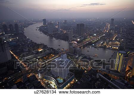 Picture - Chao Praya River running through Bangkok. Fotosearch