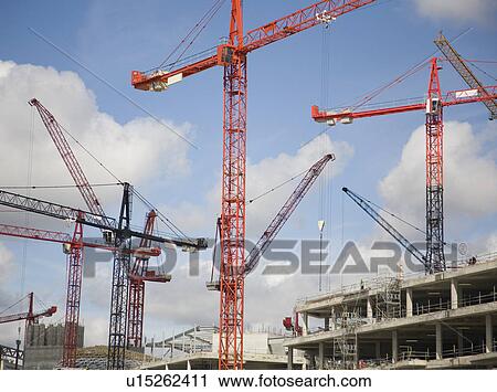 Stock Image - Construction cranes. Fotosearch
