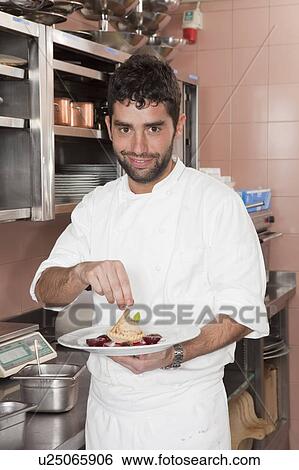 cook decorating plate, laughing View Large Photo Image Stock Photograph - cook decorating plate, laughing. Fotosearch