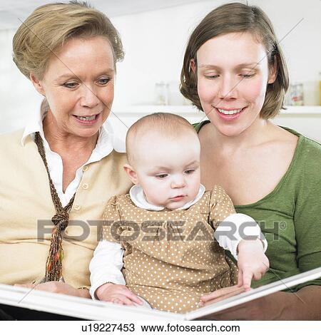 Stock Image - Family reading book. Fotosearch