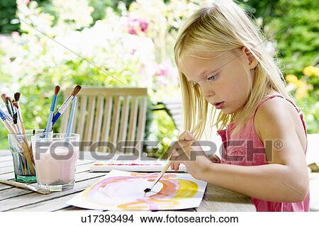 Girl painting, outdoors View Large Photo Image Picture - Girl painting, outdoors. Fotosearch