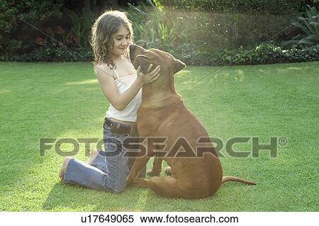 Girl playing with dog View Large Photo Image Stock Photography - Girl playing with dog. Fotosearch