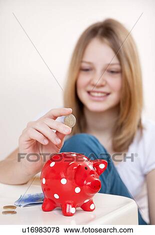 girl saving money View Large Photo Image Stock Photo - girl saving money. Fotosearch