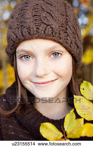 Picture - Girl with beanie. Fotosearch