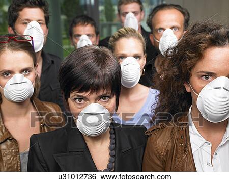 Group of people wearing protection masks View Large Photo Image Stock Photograph - Group of people wearing protection masks. Fotosearch
