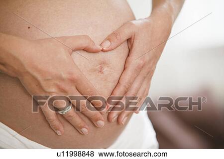 hands folding heart on pregnant stomach View Large Photo Image Stock Photo - hands folding heart on pregnant stomach. Fotosearch