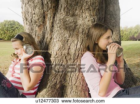 Kids with Tin Can Phones View Large Photo Image Stock Image - Kids with Tin Can Phones. Fotosearch