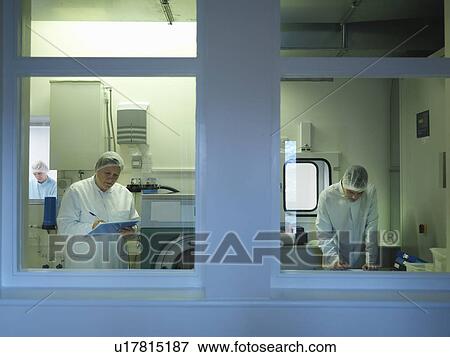 Stock Photo - Laboratory Clean Room Technicians. Fotosearch