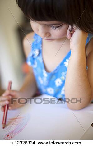 little girl drawing View Large Photo Image Picture - little girl drawing. Fotosearch