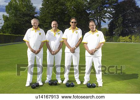 Stock Image - male bowls team. Fotosearch