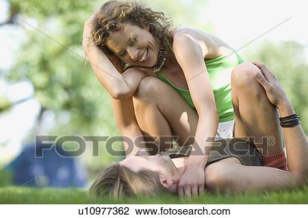 Man and woman joking around View Large Photo Image Stock Image - Man and woman joking around. Fotosearch