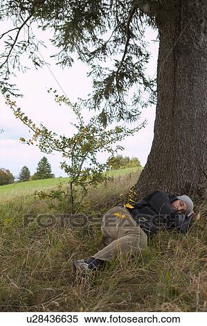 Man sleeping under a tree View Large Photo Image Stock Photography - Man sleeping under a tree. Fotosearch