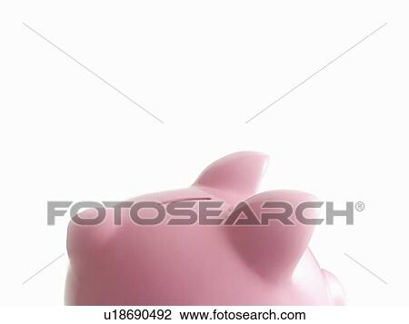 Stock Image - Piggy bank against white. Fotosearch